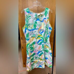 NWT C&C California Sleeveless 100% Linen Tropical Print Dress, Woman’s 1X